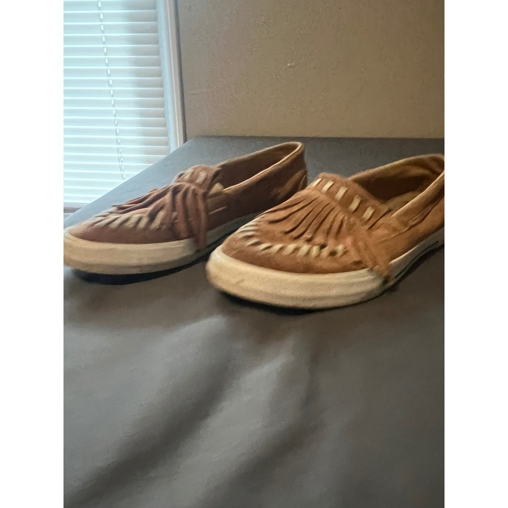 REBA‎ by Justin Womens Brown Suede Fringe Kiltie Slip On Sneakers Size 7.5